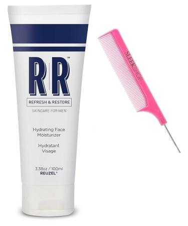 yper Comb + R z HYDRATING FACE MOISTURIZER (100 mL) Refresh & Restore Skincare Men Hair Styling Product for Man (w/SIeekshop Pink Comb) (Hydrating Face Moisturizer (3.38 oz))