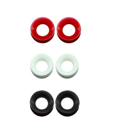 BodyJewelryOnline 3 Pairs of Thin Silicone 2G-1/2 inch Glow in The Dark Flexible Ear Skin Tunnels Red/White/Black 0G