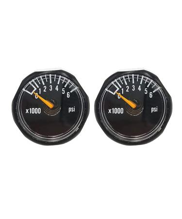 2pcs 6000psi Pressure Gauge for Paintball Airsoft PCP Air Rifle 1 Inch Diameter Gauge with 1/8 npt Thread