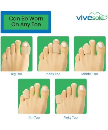 ViveSole Toe Sleeve Protector Tubes with Gel Lining - 6 Pack for Bunion, Hammer Toe, Callus Corn, Blister - Large Size - Buy Online on GoSupps.com