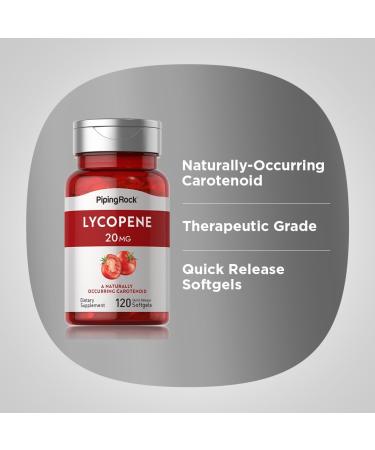 Piping Rock Lycopene Supplement | 20mg | 120 Softgels | Naturally-Occurring Carotenoid | Non-GMO Gluten Free - Buy Online on GoSupps.com