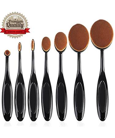 Pro Makeup Brush Set - 7 Piece Oval Head Brushes for Foundation, Concealer, Blending, Contouring - Multifunctional Tools - Buy Online on GoSupps.com