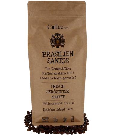 Coffeenes Arabica Coffee Beans 1kg Coffee Whole Beans Bean Coffee Body fullness 35 Acidity 15 Aroma 45 BRAZIL SANTOS - Buy Online on GoSupps.com
