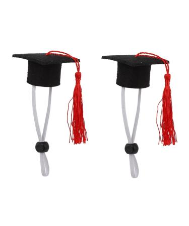 Beavorty 2-part set Elastic Doctor cap hat for the end dog hats for dogs men headband suits for men party dog clothing dog-roof cylinder 5.5x3.5cm red