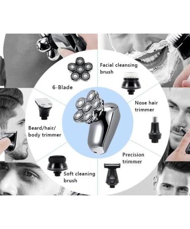 6 in 1 Multifunction Rechargeable Electric Shaver for Men - Low Noise 6D Floating Heads Head Shaver - Premium Silver Edition with Box - Buy Online on GoSupps.com