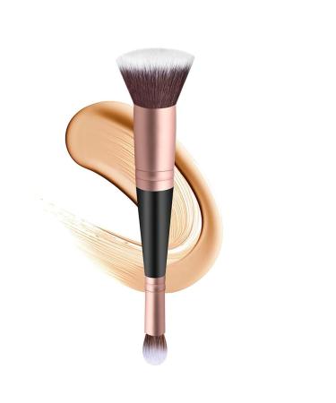 WMZWY Makeup Brushes Dual-ended Foundation Brush Concealer Brush for Any Look Premium Luxe Hair Rounded Flawless Brush Flawless Brush Ideal for Liquid Cream Powder Blending. (Rose gold)