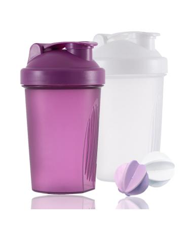 Hiusity Shaker protein shake protein shaker with ball for super creamy fitness protein shakes protein shake cup gym Shaker durable exhaustive odor -neutral shake cup 400ml 400ml white+purple