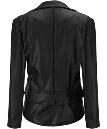 Hehiy Women's Biker Jacket - Faux Leather Short Jacket with Front and Side Pockets - Plus Size 48 - Brown Leather Look for School & Casual Wear - Buy Online on GoSupps.com