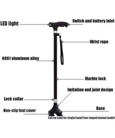 3-in-1 Crutches Detachable base crutch aluminum alloy cane with LED light Walking Canes Elderly Non-slip Walker Interesting Selfless dedication - Buy Online on GoSupps.com