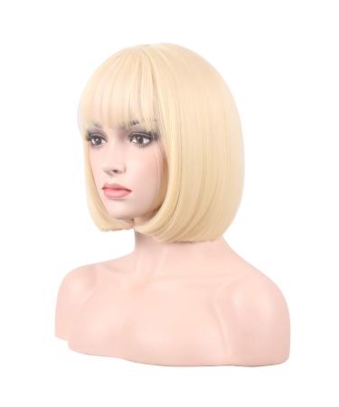 WildCos Short 12 Inches Straight Synthetic Cosplay Wig for Women (blonde)