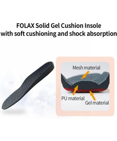 FOLAX Solid Gel Cushion Insoles - Large Size for Work & Military - Shock-Absorbing Arch Support Orthotics Inserts with Air Memory Foam - Buy Online on GoSupps.com