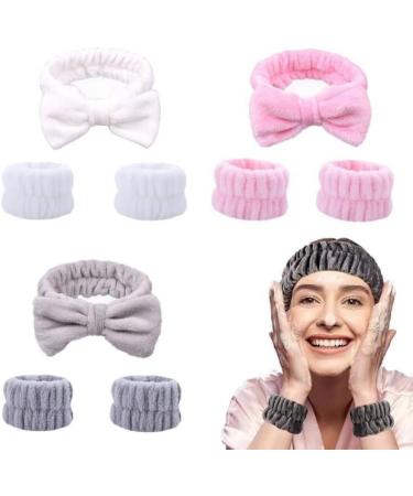 1 Set Headband Bracelet Set Elastic Head Wrap Bow Hair Accessories Plush Headband Spa Face Headband Face Wash Bracelets for Make-Up Yoga Sports Shower Dark Purple - Buy Online on GoSupps.com