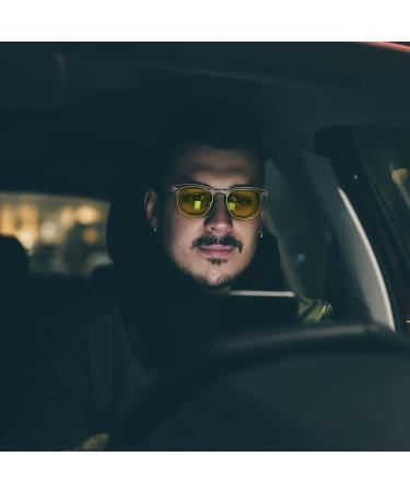 Rutony Night Vision Blue Light Glasses 3 Pack - Yellow Tint Lens for Night Driving - Matte Black/Clear/Tea - Men Women Nighttime Sunglasses - Buy Online on GoSupps.com