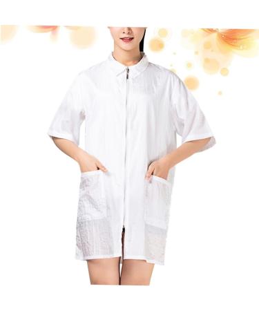 IWOWHERO Hairdresser Uniform Salon Gowns for Women Haircut Smock Stylists Salon Smocks Women s Overalls Haircutting Apron Hair Color Shampoo Salon Barber Cape Work Jacket Robe Zipper White 83X63cm - Buy Online on GoSupps.com