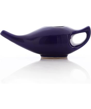 Handmade Ceramic Neti Pot Set - 225 ml Capacity with Salt for Sinus Relief | Premium Leak-Proof Design in Elegant Violet Color - Buy Online on GoSupps.com
