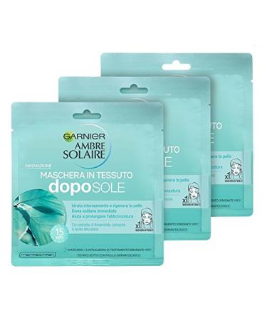 Garnier Ambre Solaire aftersun sheet mask with hyaluronic acid moisturizes the skin and prolongs the tan 3 pieces