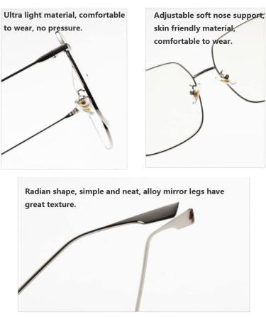 Blue Light Blocking Glasses | Oversized Square Frame for Men & Women | Anti Eyestrain Eyeglasses L3000A - Gold Metal Frame - Buy Online on GoSupps.com