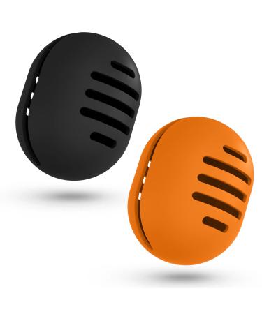 Fauxomor make-up sponge holder 2 pieces breathable silicone beauty blender travel bag for all sizes of make-up sponge sustainable portable cosmetics tool black+orange 1 piece (2-pack) C-black+orange