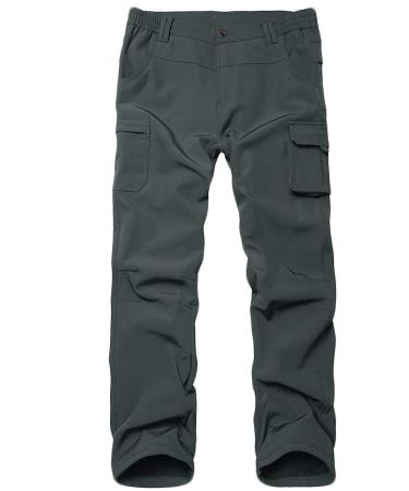 Kids Boy's Youth Fleece Lined Windproof Waterproof Hiking Ski Snow Pants, Soft Shell Expandable Waist Warm Insulated Trousers (9020 Dark Grey, 4-5T)