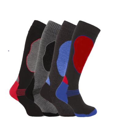 4 Pairs of Mens High Performance Thermal Ski Socks-Assorted-UK 6-11 (Eur 39-45)