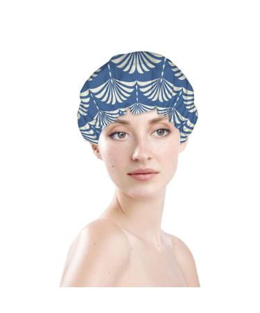 Moslion Japanese Asian Geometric Pattern Shower Cap - Reusable Double Layer Hair Bath Cap for Stylish Protection - Floral Shower Hat - Buy Online on GoSupps.com