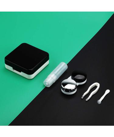 Modern Contact Lens Container with Mirror - Stylish & Hygienic for Home Office & Travel (Black) - Buy Online on GoSupps.com