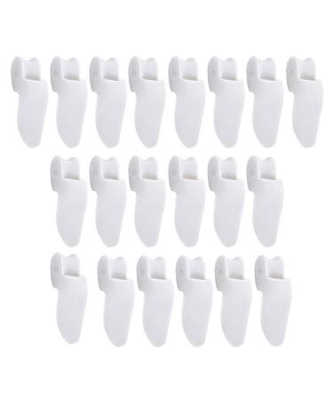Heel-friendly toe spreader 10 pairs soft toe spreader for hallux valgus relief gel bale toe correction ring latex-free anti-allergen white unit size uniform size white