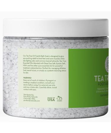 Pure Body Naturals Tea Tree Oil Foot & Bath Soak 20 oz - Epsom & Dead Sea Salt Relief for Tired Muscles Foot Odor & Toenail Issues - Buy Online on GoSupps.com