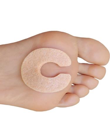 Chiroplax C-Shaped Felt Callus Cushion Pads Protector Rubbing Pain Relief Forefoot Metatarsal | 1/8" Thick (Pack of 30)