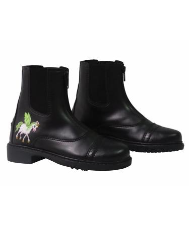 TuffRider Children's Unicorn Front Zip Paddock Boots - Black - 3 CH