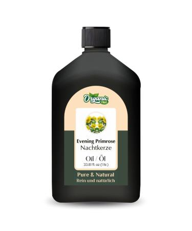 ORGANIC ZING Organic Evening Primrose Oil (Oenothera) Pure and natural carrier oil for skin care hair care aromatherapy and diffuser 1000 ml