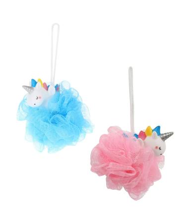 Uonlytech Unicorn Bath Sponge Set - 2pcs Mesh Loofahs for Kids - Cute Bathroom Peeling and Washing Balls - Buy Online on GoSupps.com