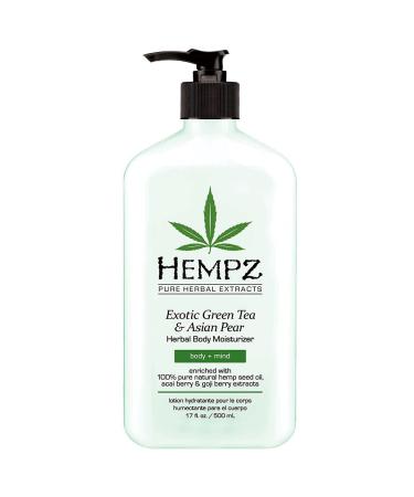 Hempz Exotic Green Tea & Asian Pear Herbal Body Moisturiser 500ml. - 100% Pure Hemp Seed Oil Nourishing Vegan Skin Lotion for Dryness and Flaking with Acai and Goji Berry