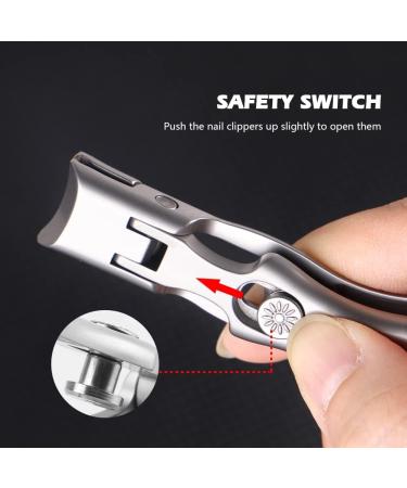 KEENSUN Nail Clippers 16mm Wide Jaw Opening Ultra Sharp Nail Clippers for Cutting Thick Nails Extra Large Toenail & Fingernails Clippers with Safety Lock and Nail File for eniors Men Adult (Silver) Modern - Buy Online on GoSupps.com
