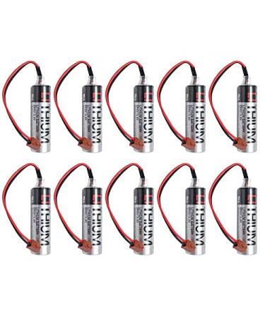 SHENYANG 10Pcs ER6VCT 3.6V 2000mAh PLC Battery with small JAE Plug (Small Brown Plug)