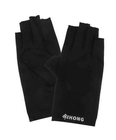 Mikinona 1 Pair UV Gloves UV Protection Gloves Nail Molding Gel Womens Gloves Fingerless Manicure Gloves Nail Art Skin Care Supply Fingerless Gloves Women's Fabric Nail Polish Anti-Black 19.5x8cm