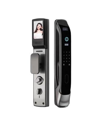 Smart Door Lock 3D Face Fingerprint Card Swiping Mechanical Key Cat Eye Waterproof App Unlocking (Color : 30-240 3D Face Size : Red Bronze) (30 240 3D Face)