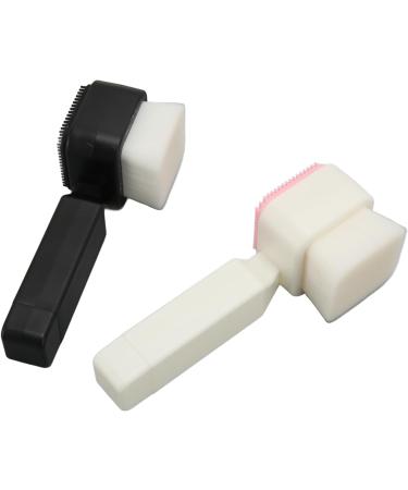 Double Sided Face Brush Soft Bristles Facial Cleansing Brush Ergonomic Long Handle Exfoliator Facial Scrubber Fiber Wool - Buy Online on GoSupps.com