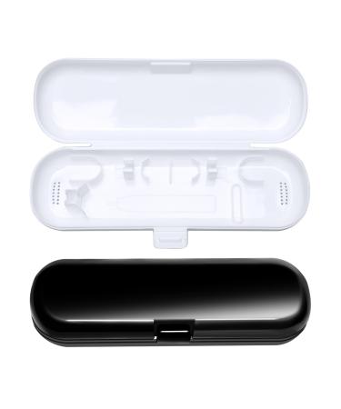 Sitarcmin 2 pieces of electric toothbrush travel case portable electric toothbrush box travel case for electrical toothbrush toothbrushes etui for trip outdoor (black & white)