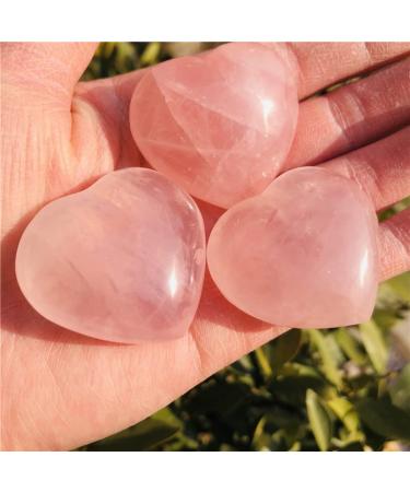 Natural Crystal Rough 3pcs Natural Crystal Stone Rose Quartz Love Heart Shaped Stone Crystal gemston 30mm