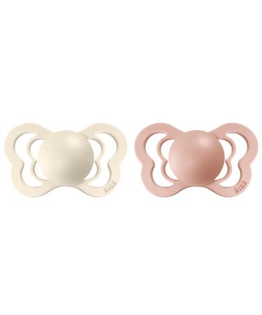 BIBS Couture Baby Pacifier 2-Pack | Made in Denmark | BPA Free | Anatomical Nipple | Size 2 (6-18 Months) | Ivory/Blush - Buy Online on GoSupps.com