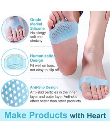 Medium-Footed Gel Cushions & Toe Separators - 8 Pairs for Blisters & Diabetic Feet | Breathable Comfort & Forefoot Support - Buy Online on GoSupps.com