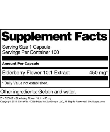 Elderberry Flower 10:1-450 mg (100 Capsules ZIN: 520017) - Buy Online on GoSupps.com