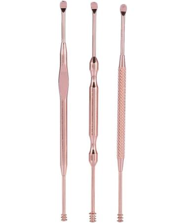 3pcs Stainless Steel Earpick Set - Double Ended Wax Remover & Cleaner Curette Spoon - Buy Online on GoSupps.com