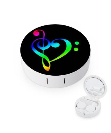 Cool Music Note Round Case For Contact Lens Kit Storage Box with Mirror Printed