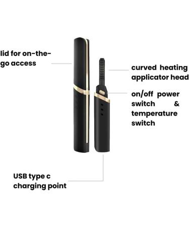 Rechargeable Heated Eyelash Curler | Electric Eye Lash Curler with 3 Temp Settings & Fast 5s Curling | Long Lasting Natural Curls (Black+White) - International Shipping Available - Buy Online on GoSupps.com