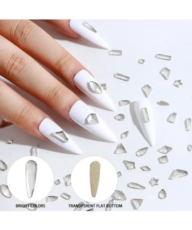 100pcs Mix White Clear Series Nail Rhinestones Flatback Crystal Diamond Gems 3D Glitter Nail Art Decorations (Color : Set24-100pcs) - Buy Online on GoSupps.com