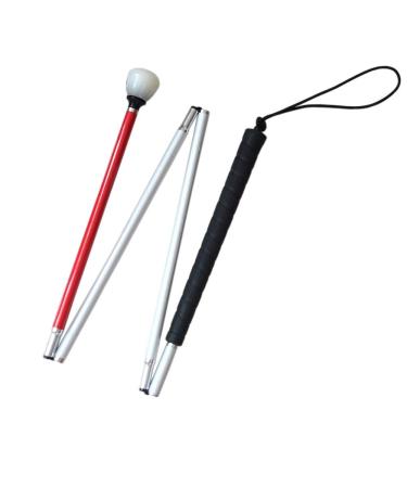 White Cane Aluminum Mobility Folding Cane for The Blind (Folds Down 4 Sections) (123 cm (48.4 inch))