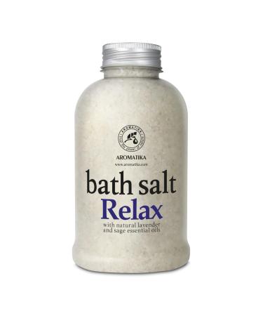 Bathing salt Relaxing 600g - Sea salt with natural essential lavender oil & sage oil - best for good sleep - stress reduction - bathing - body care - wellness - beauty - relaxation - aromatherapy lavender 600 g (1 Pack)