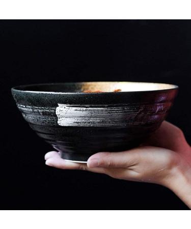 Japanese Style 7 Inches Salad Bowl Retro Ceramic Soup Bowl 900ML Household Ramen Bowl Creative Tableware Kitchenware Onecolor
